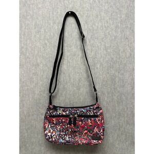MultiSac Crossbody Bag Multicolor Floral Abstract Multi-Pocket Nylon Adjustable
